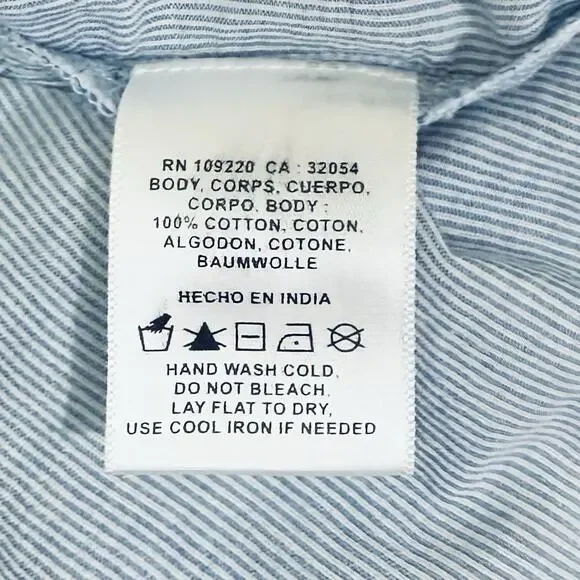 Anthropologie Velvet Graham & Spencer Top Women's Small Blue Boho Striped Shirt - Picture 6 of 10